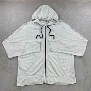 James Perse Hoodie Mens Size 4 XL White Full Zip Palm Beach Graphic Slub Cotton